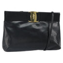 Salvatore Ferragamo Shoulder Bag Leather Black Gold Auth 163963-1