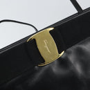 Salvatore Ferragamo Shoulder Bag Leather Black Gold Auth 163963-14