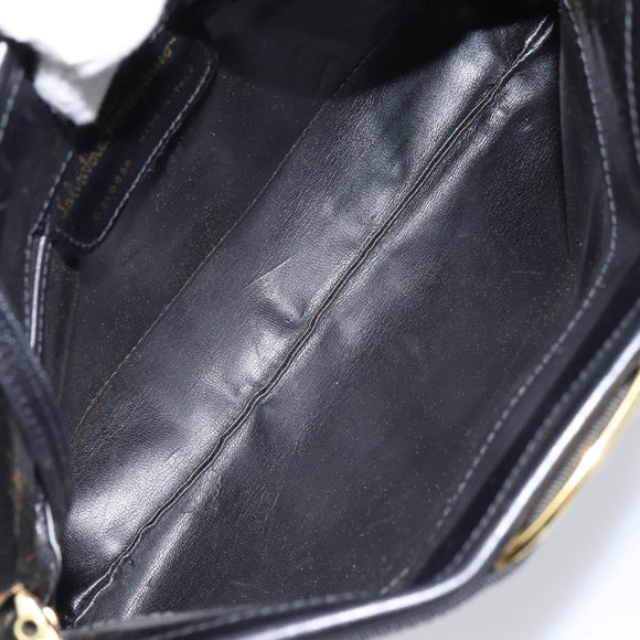 Salvatore Ferragamo Shoulder Bag Leather Black Gold Auth 163963