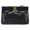 Salvatore Ferragamo Shoulder Bag Leather Black Gold Auth 163963-2