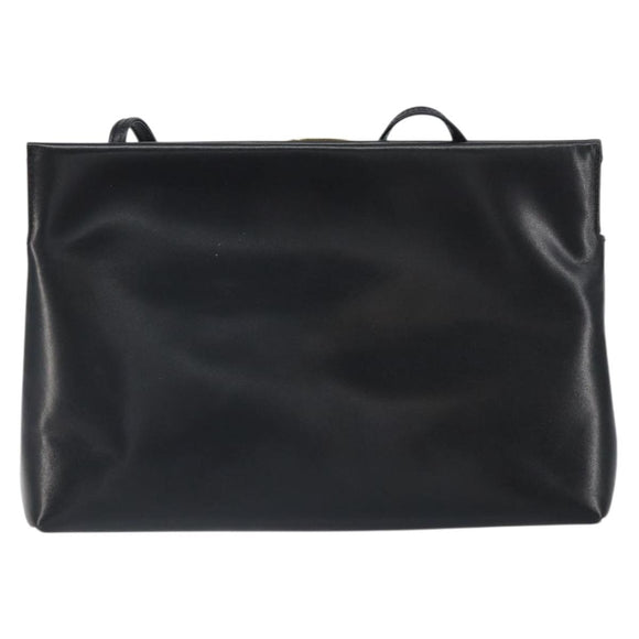 Salvatore Ferragamo Shoulder Bag Leather Black Gold Auth 163963