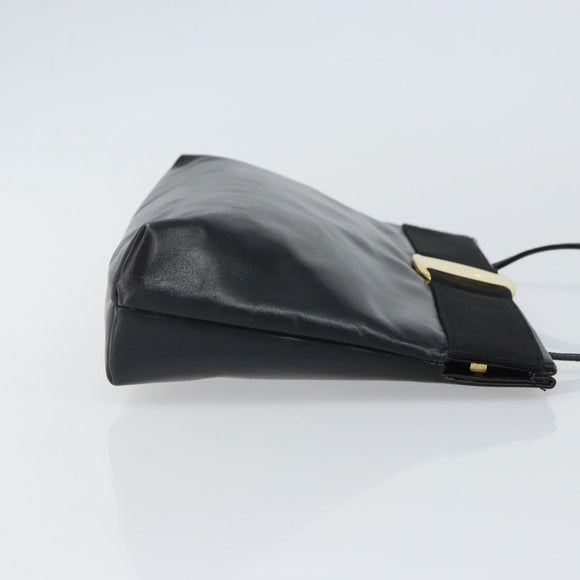 Salvatore Ferragamo Shoulder Bag Leather Black Gold Auth 163963