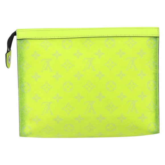LOUIS VUITTON Taiga Pochette Voyager MM Clutch Bag Jaune LV Auth 163964