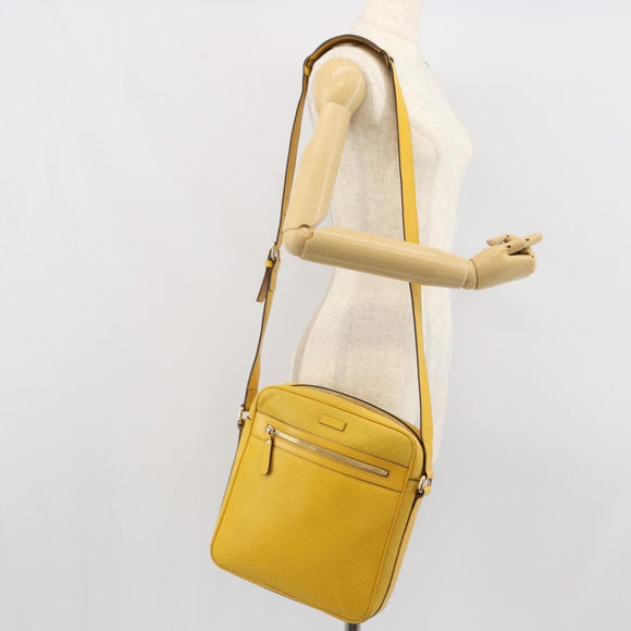 GUCCI Diamante Shoulder Bag Leather Yellow Gold 201448 Auth 163973