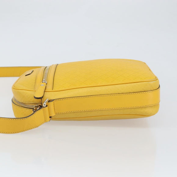 GUCCI Diamante Shoulder Bag Leather Yellow Gold 201448 Auth 163973