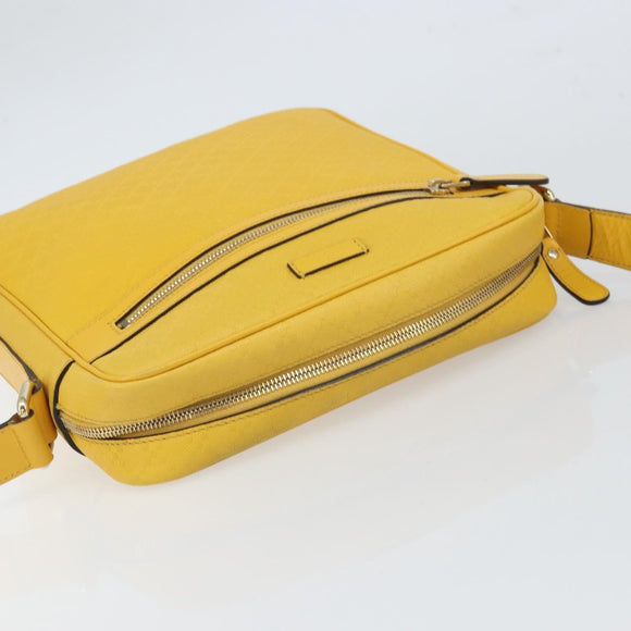 GUCCI Diamante Shoulder Bag Leather Yellow Gold 201448 Auth 163973