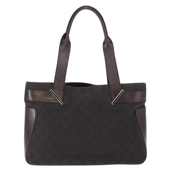 GUCCI GG Canvas Tote Bag Brown Silver 73983 Auth 163974