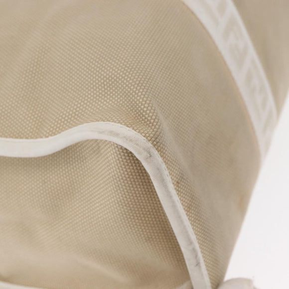FENDI Zucca Canvas Tote Bag White Gold Auth 163978