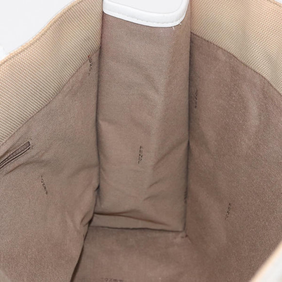 FENDI Zucca Canvas Tote Bag White Gold Auth 163978