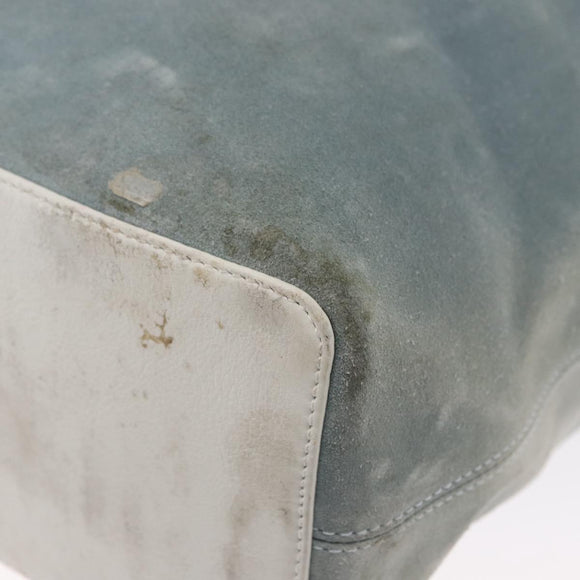 LOEWE Anagram Shoulder Bag Suede Leather Light Blue Silver Auth 163981