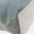 LOEWE Anagram Shoulder Bag Suede Leather Light Blue Silver Auth 163981-15