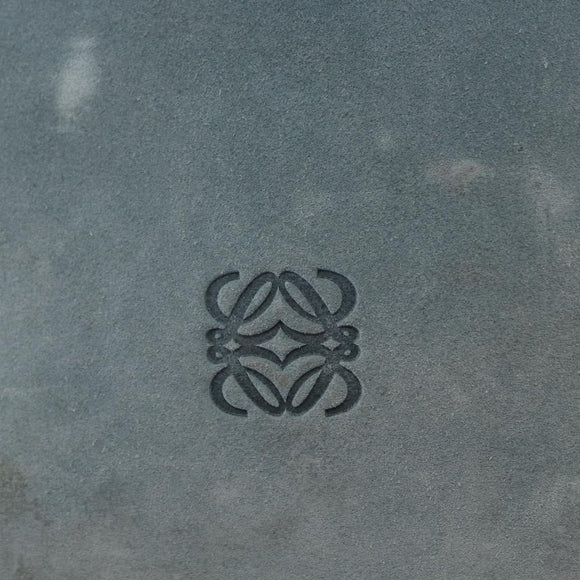 LOEWE Anagram Shoulder Bag Suede Leather Light Blue Silver Auth 163981