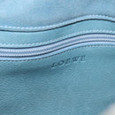 LOEWE Anagram Shoulder Bag Suede Leather Light Blue Silver Auth 163981-19