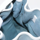 LOEWE Anagram Shoulder Bag Suede Leather Light Blue Silver Auth 163981-20