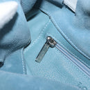 LOEWE Anagram Shoulder Bag Suede Leather Light Blue Silver Auth 163981-22