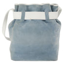 LOEWE Anagram Shoulder Bag Suede Leather Light Blue Silver Auth 163981-2