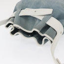 LOEWE Anagram Shoulder Bag Suede Leather Light Blue Silver Auth 163981-6