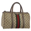 GUCCI GG Supreme Web Sherry Line Hand Bag PVC Beige Gold 39 02 007 Auth 163983-1