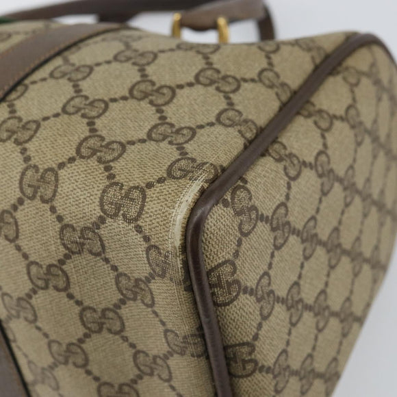 GUCCI GG Supreme Web Sherry Line Hand Bag PVC Beige Gold 39 02 007 Auth 163983