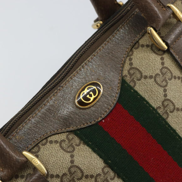 GUCCI GG Supreme Web Sherry Line Hand Bag PVC Beige Gold 39 02 007 Auth 163983
