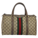 GUCCI GG Supreme Web Sherry Line Hand Bag PVC Beige Gold 39 02 007 Auth 163983-13