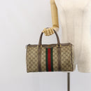 GUCCI GG Supreme Web Sherry Line Hand Bag PVC Beige Gold 39 02 007 Auth 163983-23