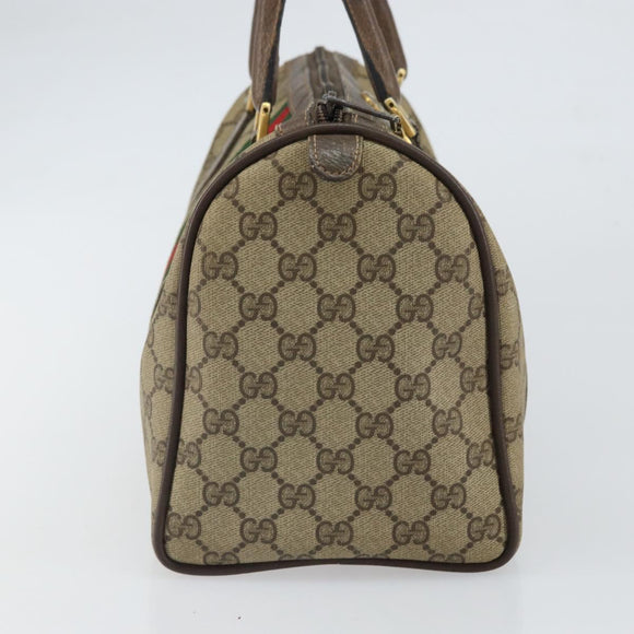 GUCCI GG Supreme Web Sherry Line Hand Bag PVC Beige Gold 39 02 007 Auth 163983