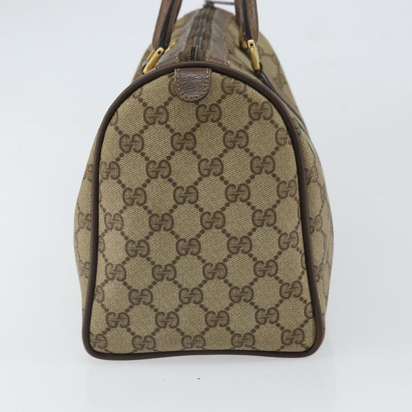 GUCCI GG Supreme Web Sherry Line Hand Bag PVC Beige Gold 39 02 007 Auth 163983