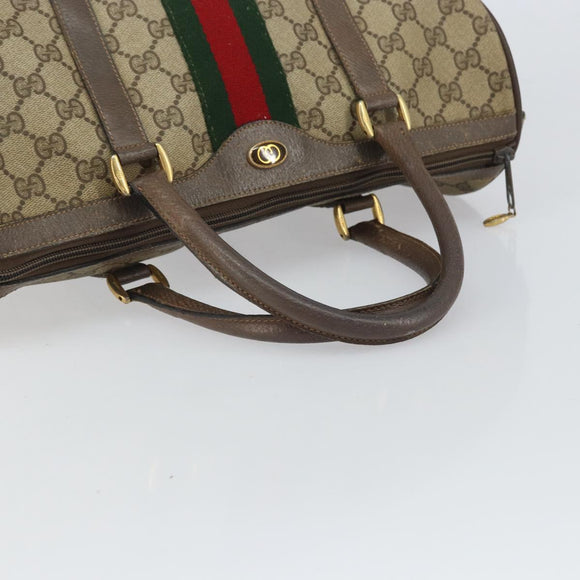 GUCCI GG Supreme Web Sherry Line Hand Bag PVC Beige Gold 39 02 007 Auth 163983
