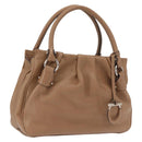 Salvatore Ferragamo Gancini Hand Bag Leather Brown Gold Auth 163989-1