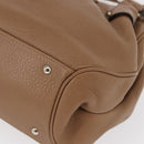 Salvatore Ferragamo Gancini Hand Bag Leather Brown Gold Auth 163989-14