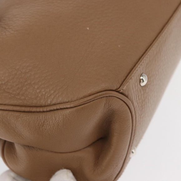Salvatore Ferragamo Gancini Hand Bag Leather Brown Gold Auth 163989
