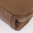 Salvatore Ferragamo Gancini Hand Bag Leather Brown Gold Auth 163989-16