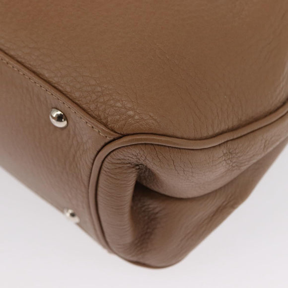 Salvatore Ferragamo Gancini Hand Bag Leather Brown Gold Auth 163989