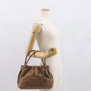 Salvatore Ferragamo Gancini Hand Bag Leather Brown Gold Auth 163989-22