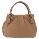 Salvatore Ferragamo Gancini Hand Bag Leather Brown Gold Auth 163989-2