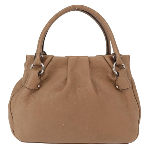 Salvatore Ferragamo Gancini Hand Bag Leather Brown Gold Auth 163989