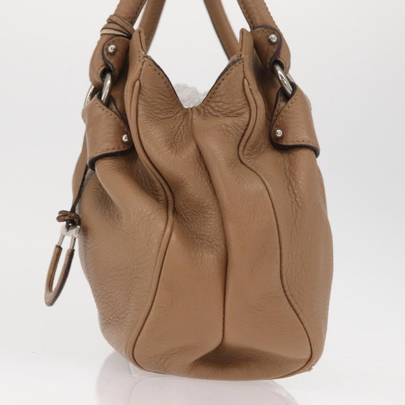 Salvatore Ferragamo Gancini Hand Bag Leather Brown Gold Auth 163989