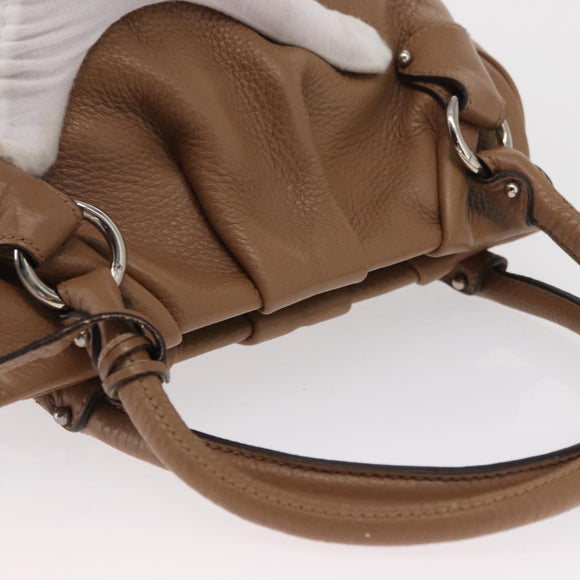 Salvatore Ferragamo Gancini Hand Bag Leather Brown Gold Auth 163989