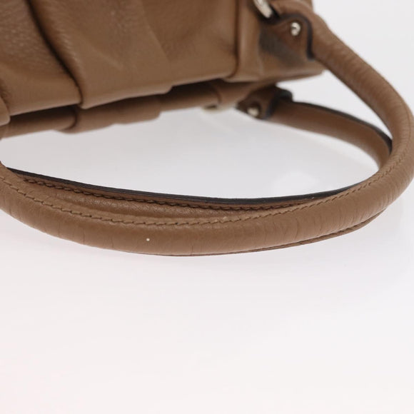 Salvatore Ferragamo Gancini Hand Bag Leather Brown Gold Auth 163989