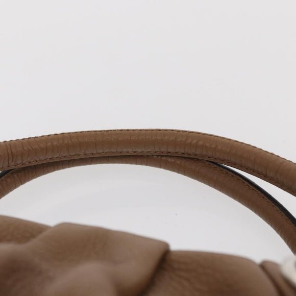 Salvatore Ferragamo Gancini Hand Bag Leather Brown Gold Auth 163989