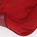 PRADA Shoulder Bag Nylon Red Silver Auth 163993-10