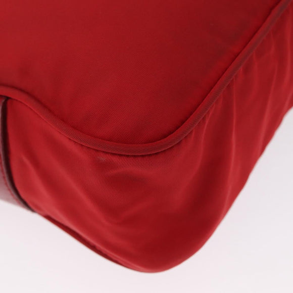 PRADA Shoulder Bag Nylon Red Silver Auth 163993