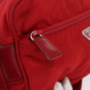 PRADA Shoulder Bag Nylon Red Silver Auth 163993-15