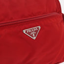 PRADA Shoulder Bag Nylon Red Silver Auth 163993-16