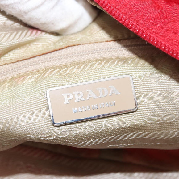 PRADA Shoulder Bag Nylon Red Silver Auth 163993
