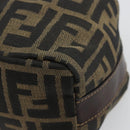 FENDI Zucca Canvas Pouch Black Brown Auth 163994-9