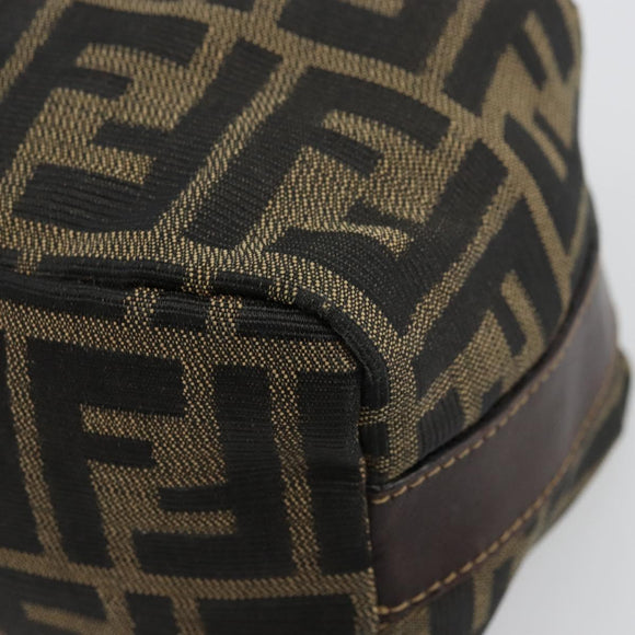 FENDI Zucca Canvas Pouch Black Brown Auth 163994