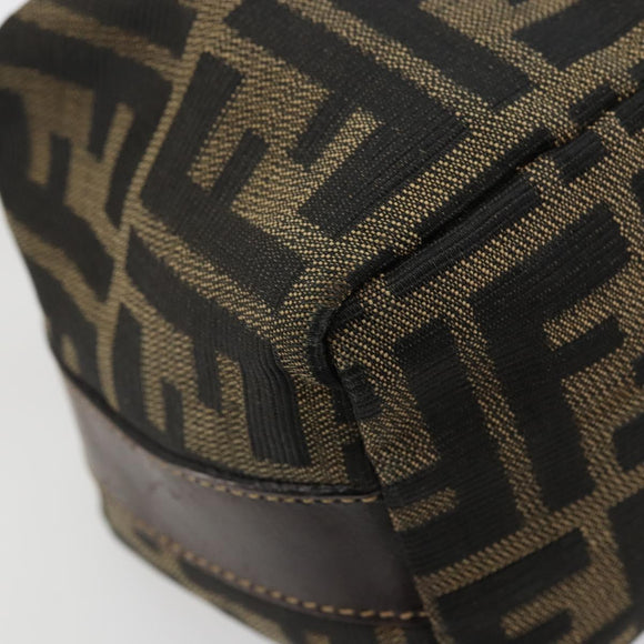 FENDI Zucca Canvas Pouch Black Brown Auth 163994