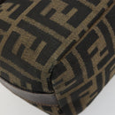 FENDI Zucca Canvas Pouch Black Brown Auth 163994-16